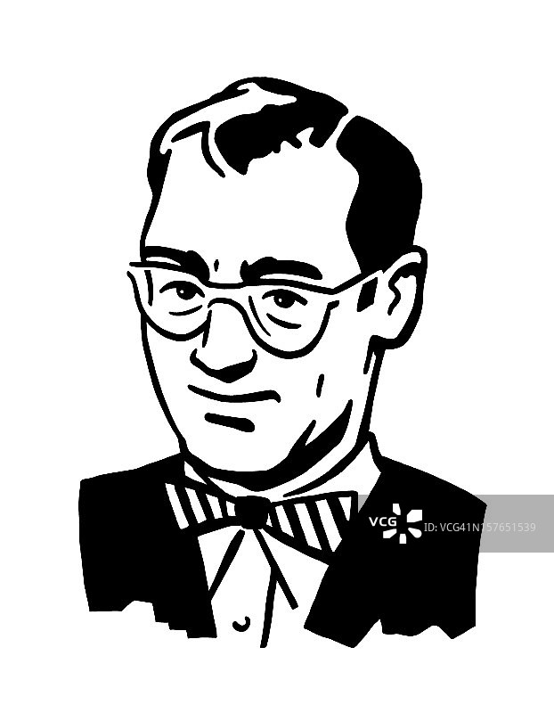 戴着领结的眼镜男士图片素材