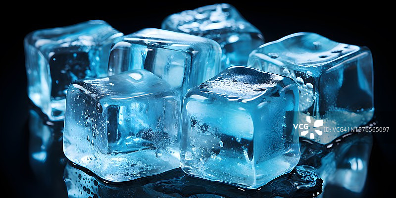 桌上的冰块特写图片素材