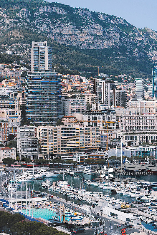 摩纳哥城市建筑高空俯瞰图片素材