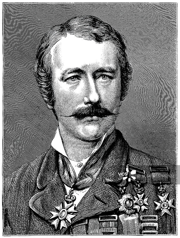 加内特·沃尔斯利爵士少将（1875年插图）图片素材