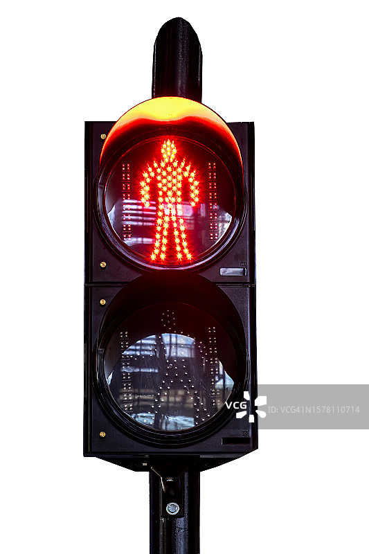 交通信号灯标志点，禁止行人通行图片素材