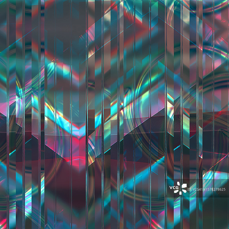 深绿粉色玻璃故障菱形符号抽象几何条纹背景图片素材