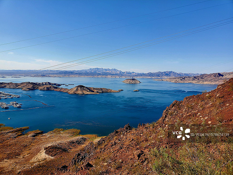 美国内华达州博尔德城蓝天碧海风光图片素材