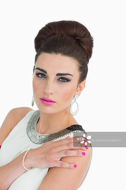 Mod风格女人与粉色嘴唇图片素材