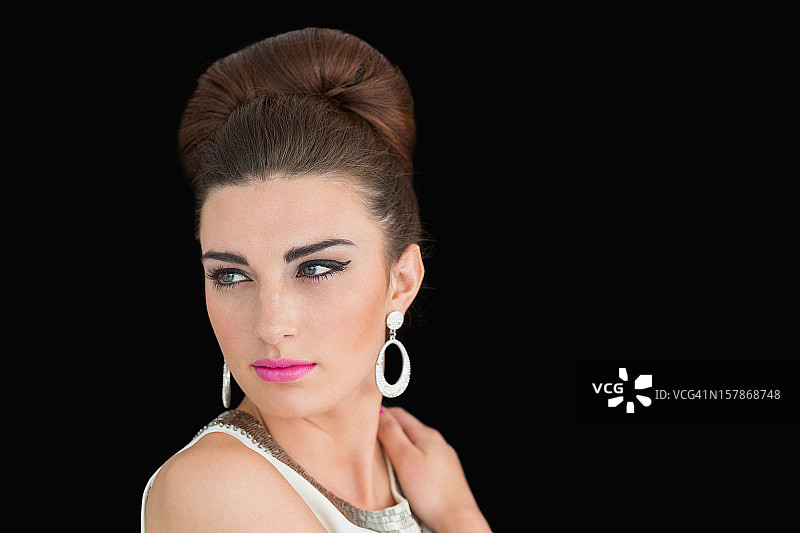 六十年代摩登风格妆容的女人图片素材