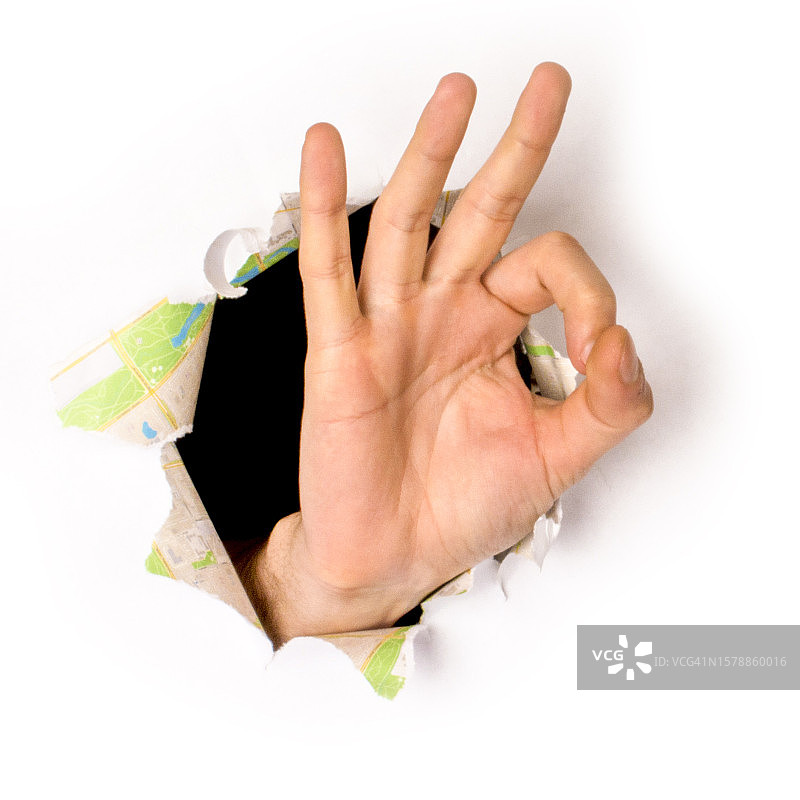 白色背景下的OK手势图片素材