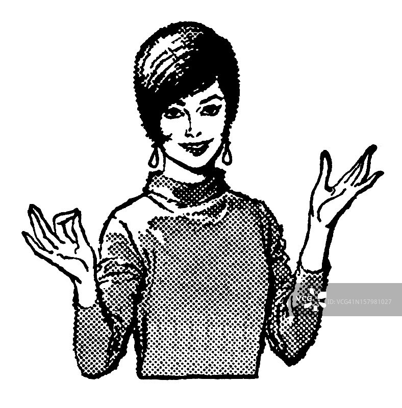 做手势的黑发女人图片素材
