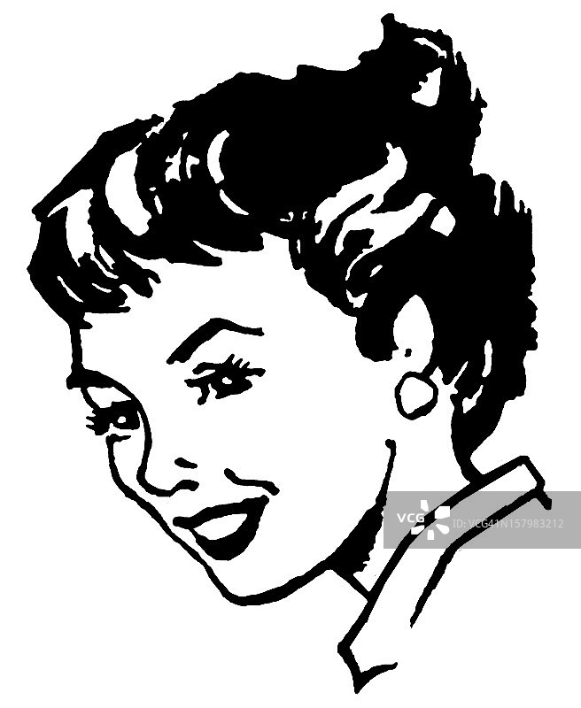 微笑的深色头发女人图片素材