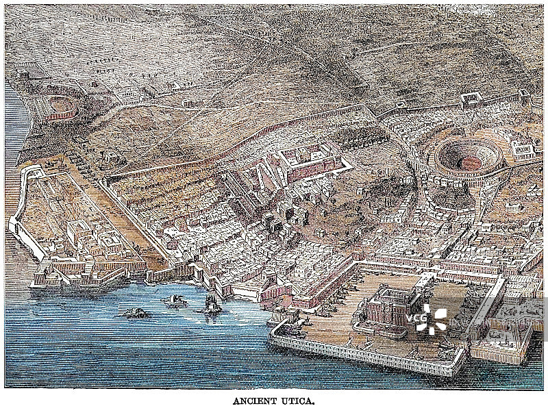 突尼斯古代尤蒂卡古老插图图片素材