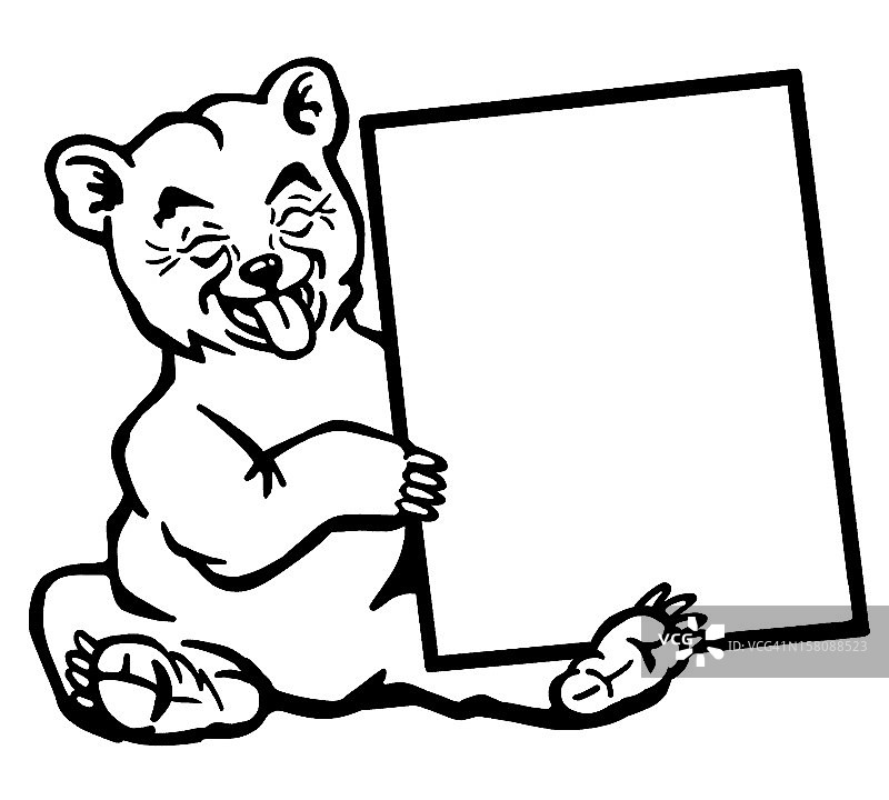 举着空白标牌的熊图片素材