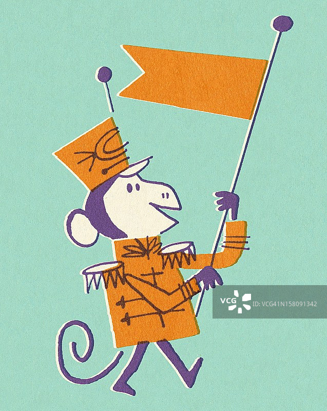 举旗的行进猴子图片素材