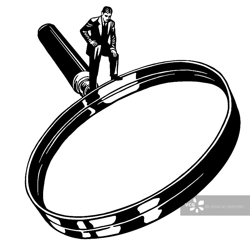 拿着放大镜的小男人图片素材