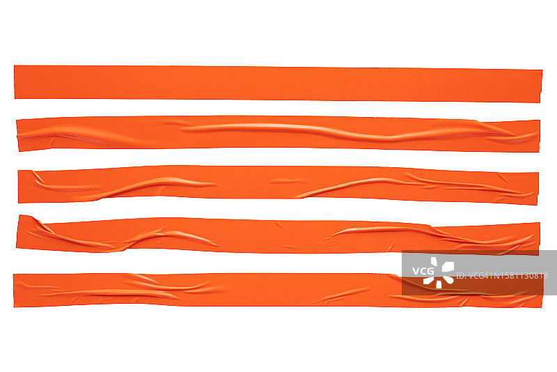 白色背景上孤立的橙色胶带长条图片素材