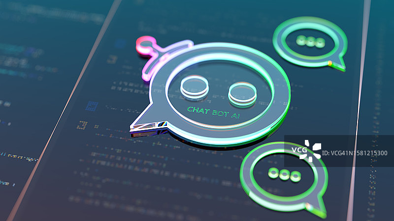 智能手机屏幕上的AI聊天机器人图标。人工智能聊天机器人概念图片素材