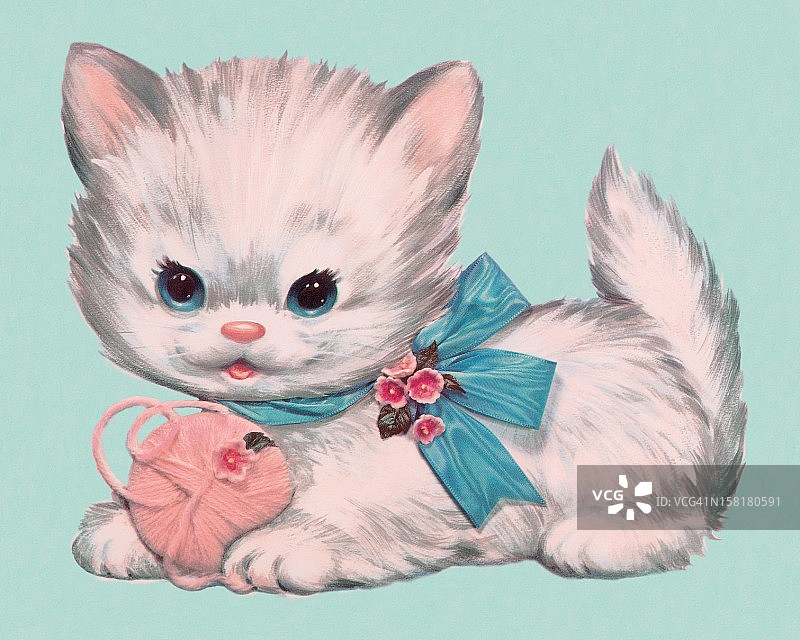 小猫和纱线球图片素材