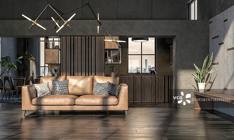 高品质的黑暗客厅图片素材