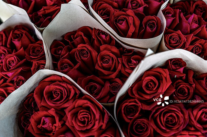 花市玫瑰花束特写图片素材