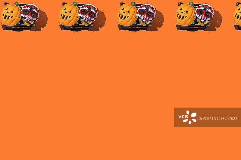 万圣节亡灵节面具木盒图案图片素材