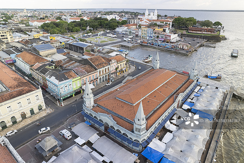 巴西贝伦市历史老城区航拍图片素材