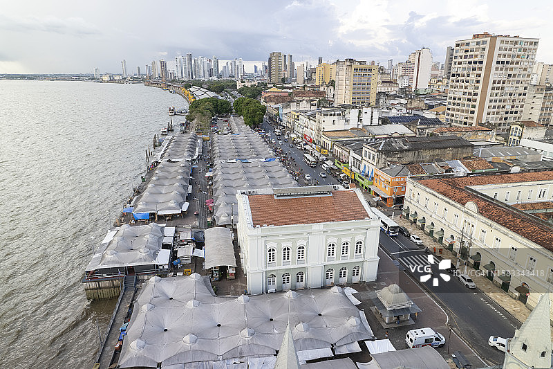 巴西贝伦市历史老城区航拍图片素材