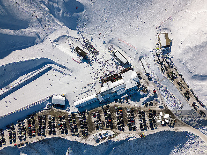 新西兰哈特山滑雪场俯视图图片素材