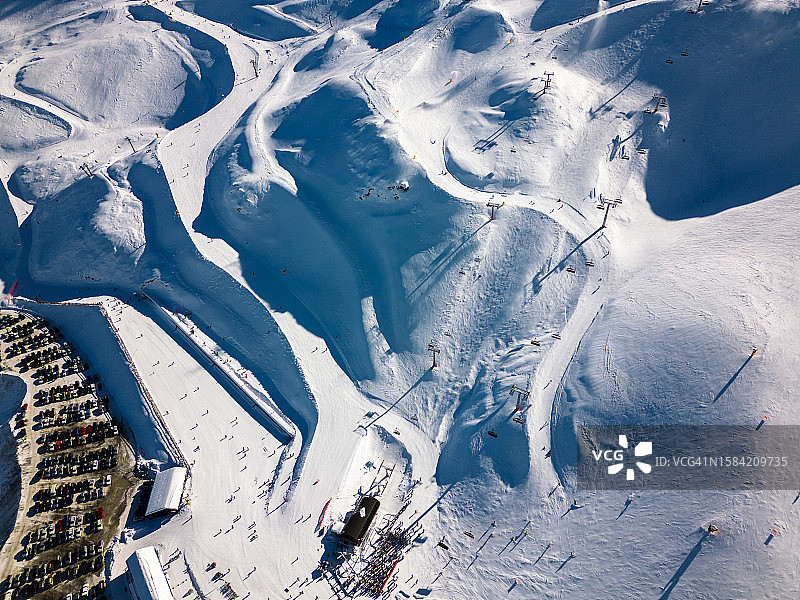 新西兰哈特山滑雪场俯视图图片素材