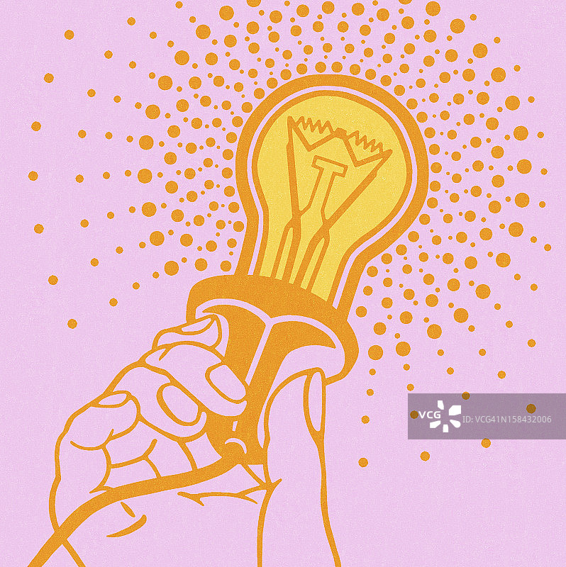 手持灯泡图片素材