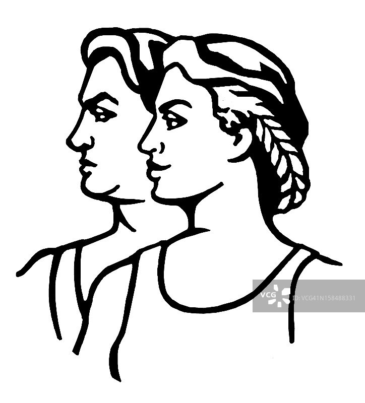 男人和女人的侧面照图片素材