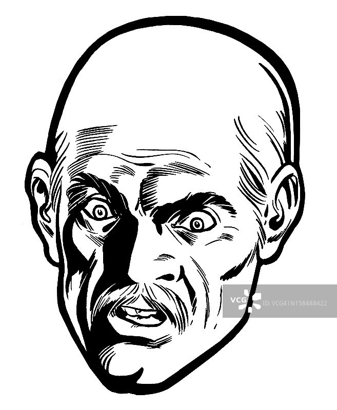 愤怒的光头男人特写图片素材