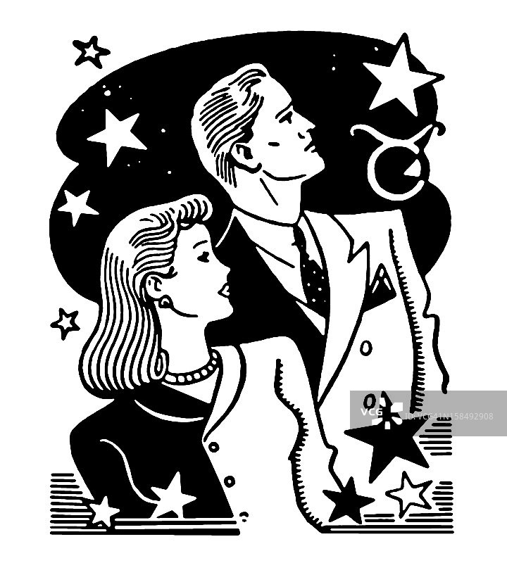 情侣与星座符号图片素材