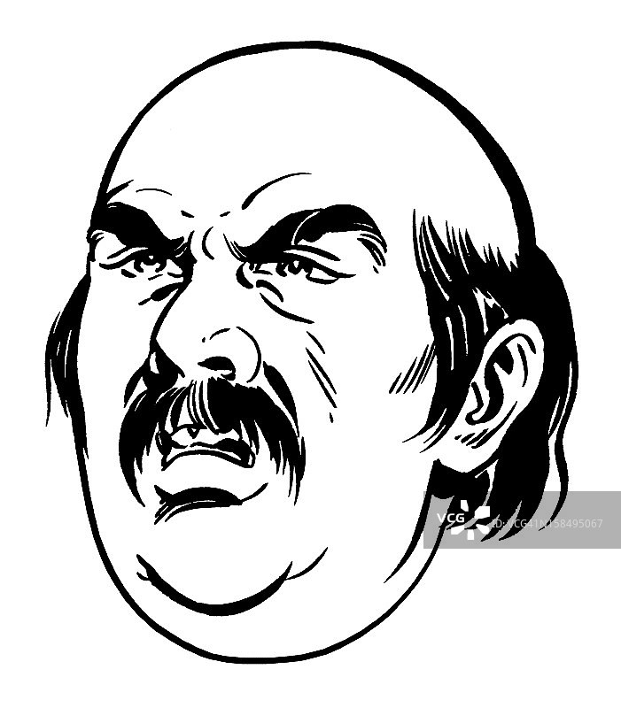 愤怒的光头男人特写图片素材