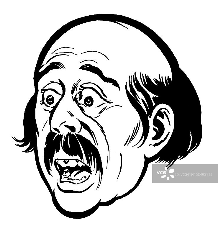 震惊的光头男人特写图片素材