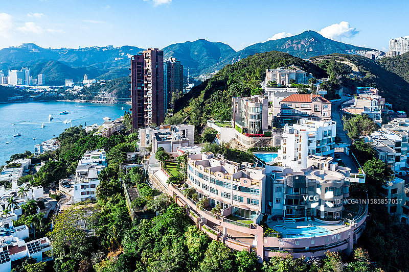 香港浅水湾航拍镜头图片素材