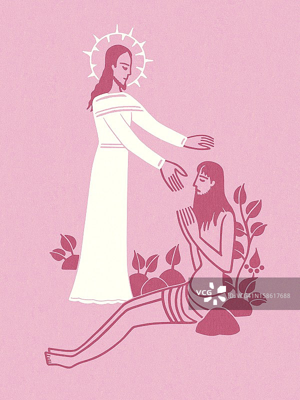 耶稣与祈祷者图片素材