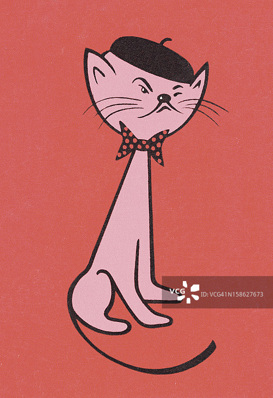 戴贝雷帽和围巾的猫图片素材