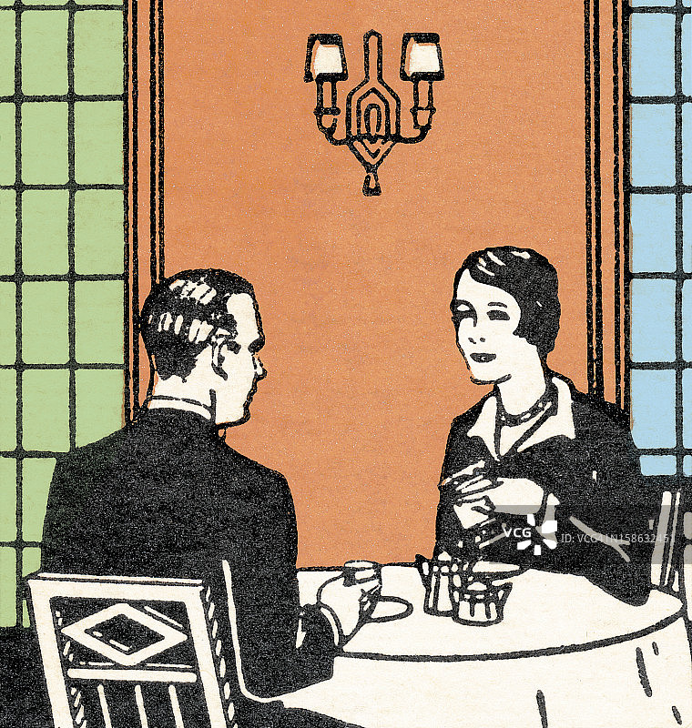 在餐厅的情侣图片素材