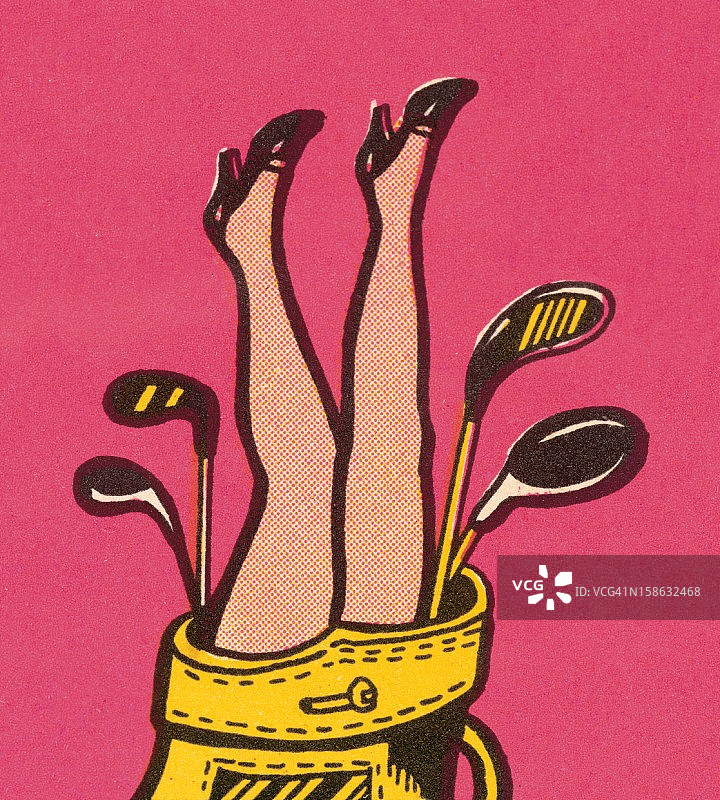 高尔夫球包里的女人的腿图片素材