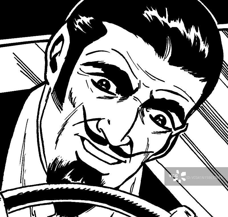 戴山羊胡的男人在驾驶图片素材