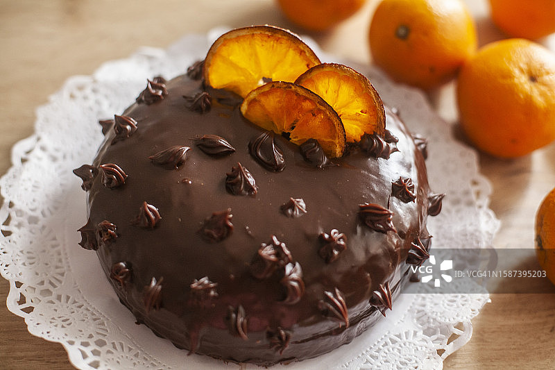 巧克力橙子蛋糕图片素材