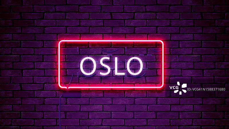 霓虹灯下的“奥斯陆”字样图片素材