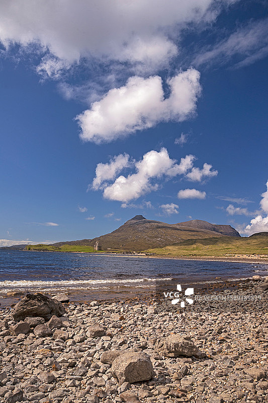 苏格兰萨瑟兰高地地区阿辛特湖阿德弗雷克城堡图片素材