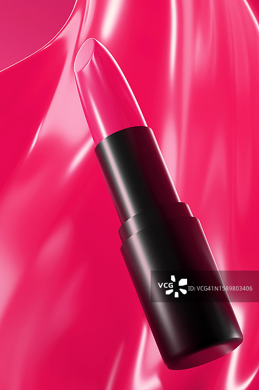 飞溅背景上的粉色口红和唇彩化妆品图片素材