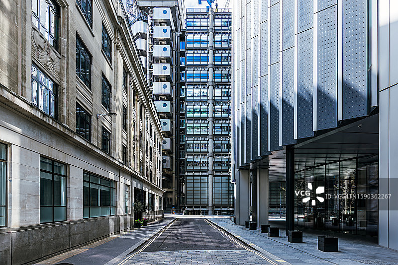 英国伦敦金融区的办公楼街道图片素材