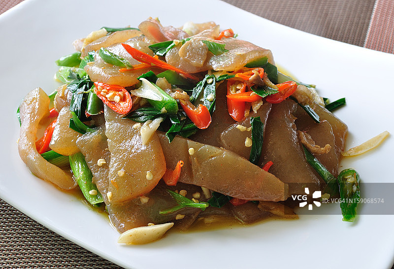 魔芋豆腐炒菜图片素材