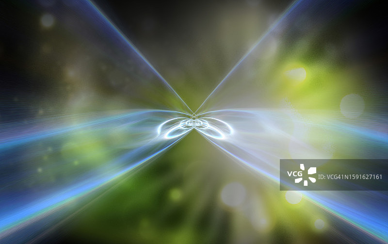 绿色和蓝色光芒无限延伸的旋涡图片素材