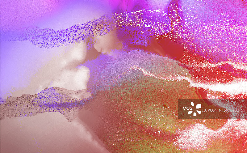 抽象背景：粉红色和红色颜料在白色画布上滑动融合图片素材