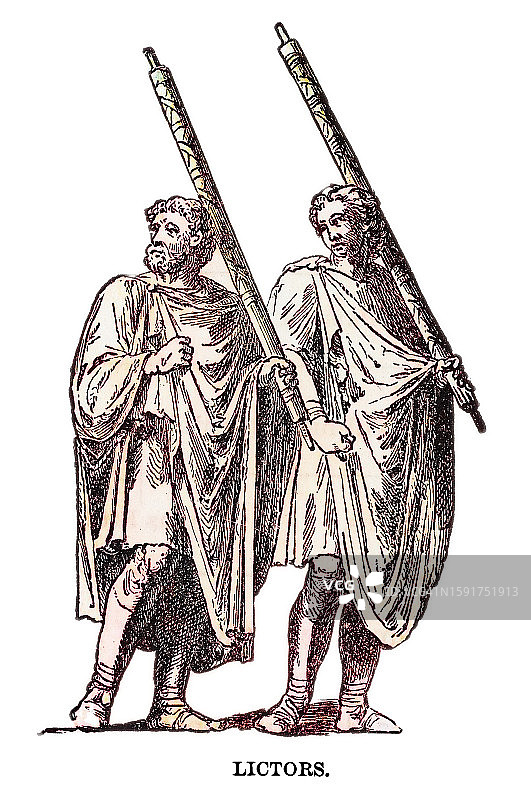 罗马执政官侍从复古雕刻插图图片素材