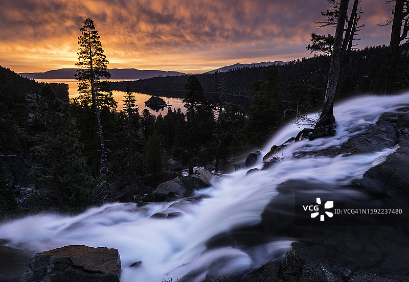 鹰瀑布日出图片素材