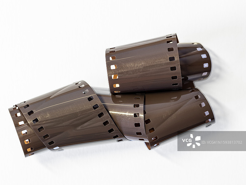 白色背景上的35毫米彩色负片胶卷图片素材