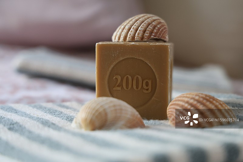 马赛香皂和贝壳图片素材